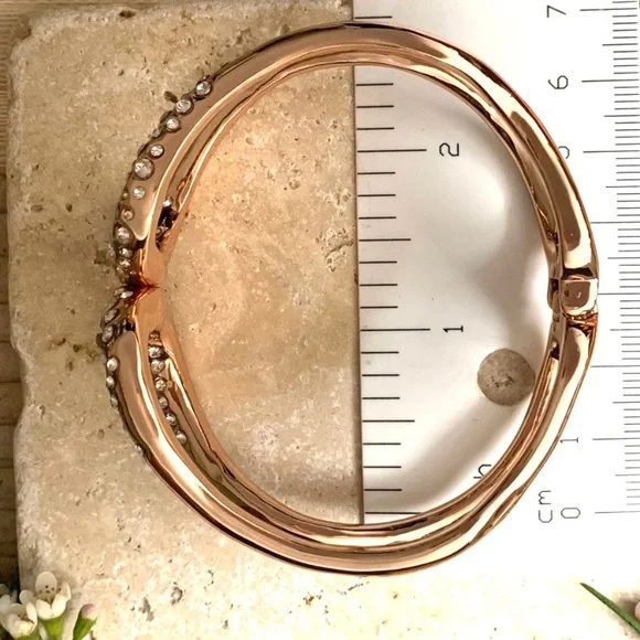 ALEXIS BITTAR • Rose Gold Miss Havisham Hinged Crystal Dusted Bangle Bracelet - Picture 9 of 9